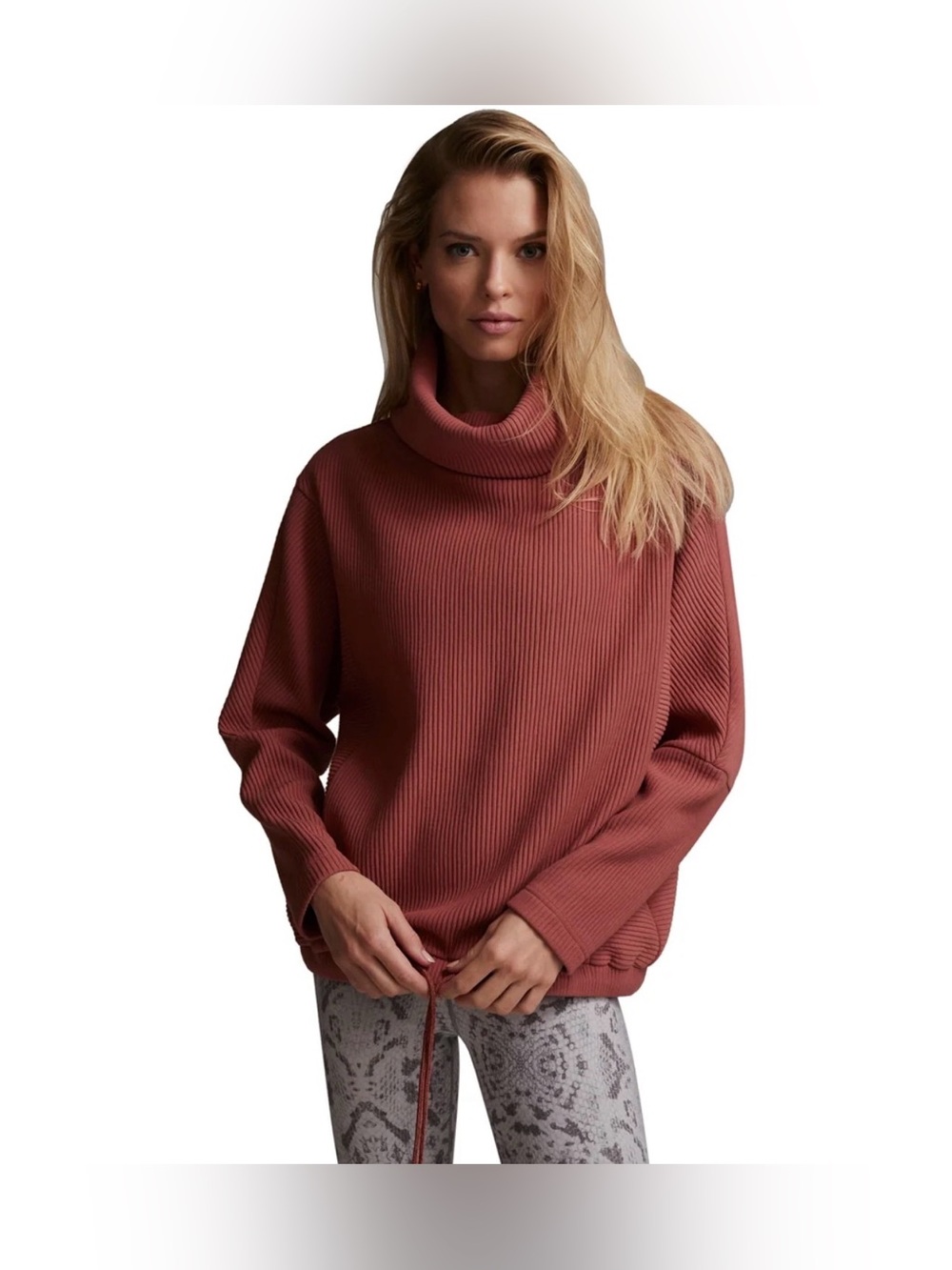 Varley Charles Ribbed Cowl Neck Sweatshirt
